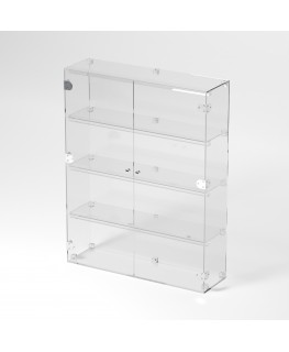 E-886 VET - Ampia vetrina espositiva in plexiglass trasparente a 4 ripiani - Misure: 70 x 20 x h90 cm