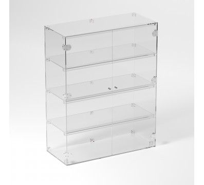 E-887 VET - Ampia vetrina espositiva in plexiglass trasparente a 4 ripiani - Misure: 70 x 30 x h90 cm