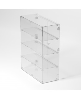 E-887 VET - Ampia vetrina espositiva in plexiglass trasparente a 4 ripiani - Misure: 70 x 30 x h90 cm