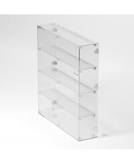 E-889 VET - Ampia vetrina espositiva in plexiglass trasparente a 4 ripiani - Misure: 80 x 20 x h90 cm