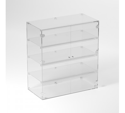 E-891 VET - Ampia vetrina espositiva in plexiglass trasparente a 4 ripiani - Misure: 80 x 40 x h90 cm