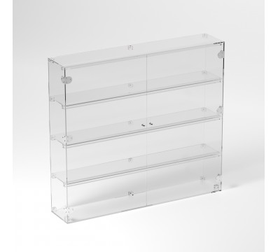 E-895 VET - Ampia vetrina espositiva in plexiglass trasparente a 4 ripiani - Misure: 100 x 20 x h90 cm