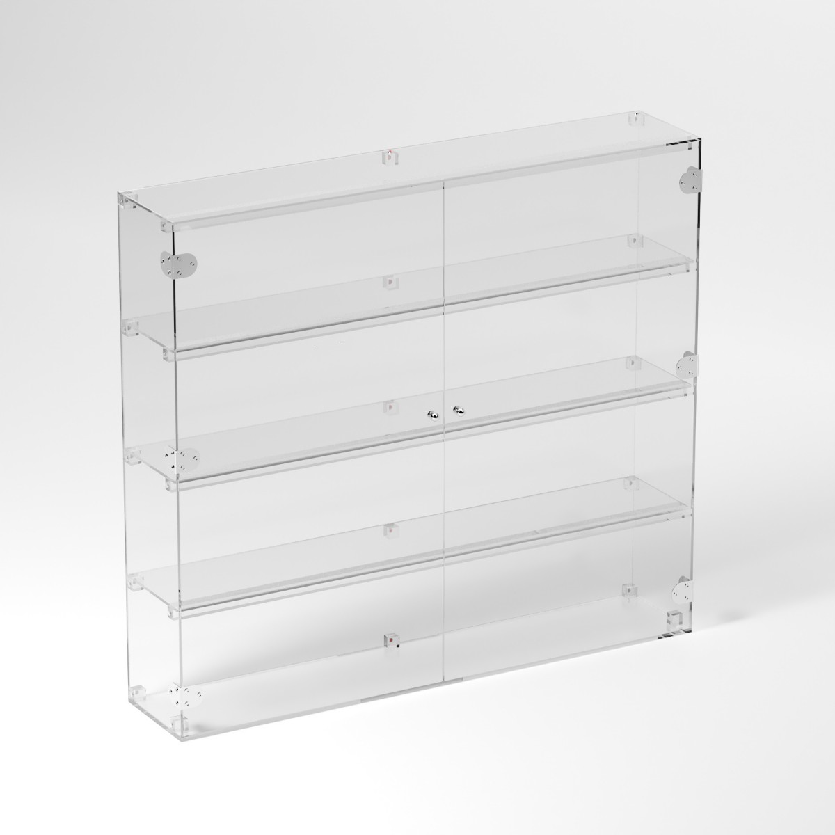 E-895 VET - Ampia vetrina espositiva in plexiglass trasparente a 4 ripiani - Misure: 100 x 20 x h90 cm