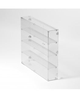 E-895 VET - Ampia vetrina espositiva in plexiglass trasparente a 4 ripiani - Misure: 100 x 20 x h90 cm