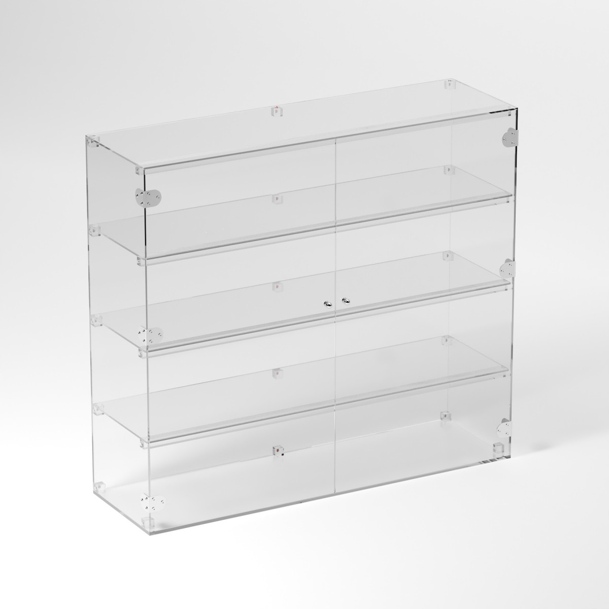 E-896 VET - Ampia vetrina espositiva in plexiglass trasparente a 4 ripiani - Misure: 100 x 30 x h90 cm