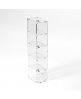 E-898 VET - Ampia vetrina espositiva in plexiglass trasparente a 5 ripiani - Misure: 30 x 20 x h100 cm