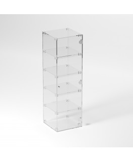E-899 VET - Ampia vetrina espositiva in plexiglass trasparente a 5 ripiani - Misure: 30 x 30 x h100 cm