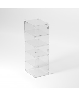 E-900 VET - Ampia vetrina espositiva in plexiglass trasparente a 5 ripiani - Misure: 30 x 40 x h100 cm