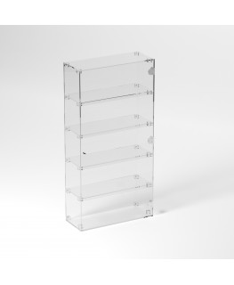 E-902 VET - Ampia vetrina espositiva in plexiglass trasparente a 5 ripiani - Misure: 50 x 20 x h100 cm
