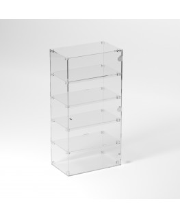 E-903 VET - Ampia vetrina espositiva in plexiglass trasparente a 5 ripiani - Misure: 50 x 30 x h100 cm