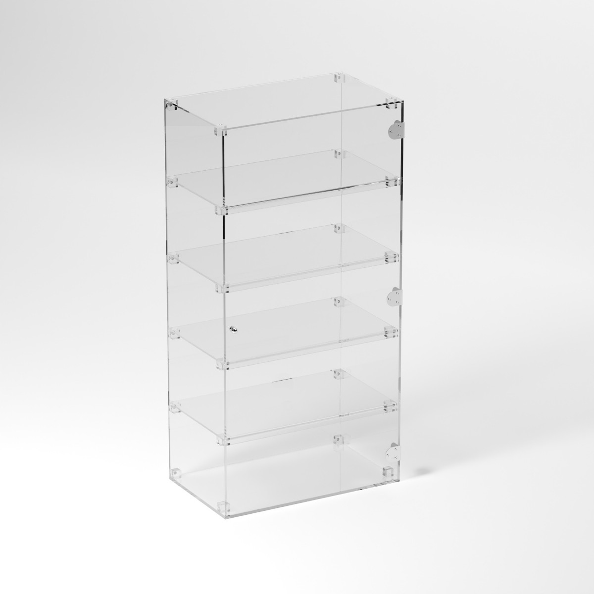 E-903 VET - Ampia vetrina espositiva in plexiglass trasparente a 5 ripiani - Misure: 50 x 30 x h100 cm