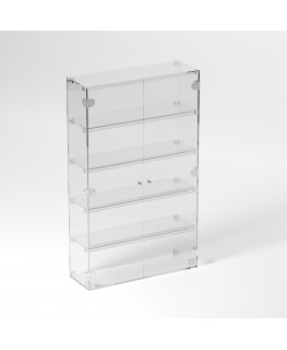 E-905 VET - Ampia vetrina espositiva in plexiglass trasparente a 5 ripiani - Misure: 60 x 20 x h100 cm