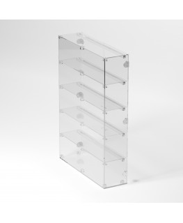 E-906 VET - Ampia vetrina espositiva in plexiglass trasparente a 5 ripiani - Misure: 70 x 20 x h100 cm