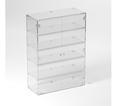 E-907 VET - Ampia vetrina espositiva in plexiglass trasparente a 5 ripiani - Misure: 70 x 30 x h100 cm