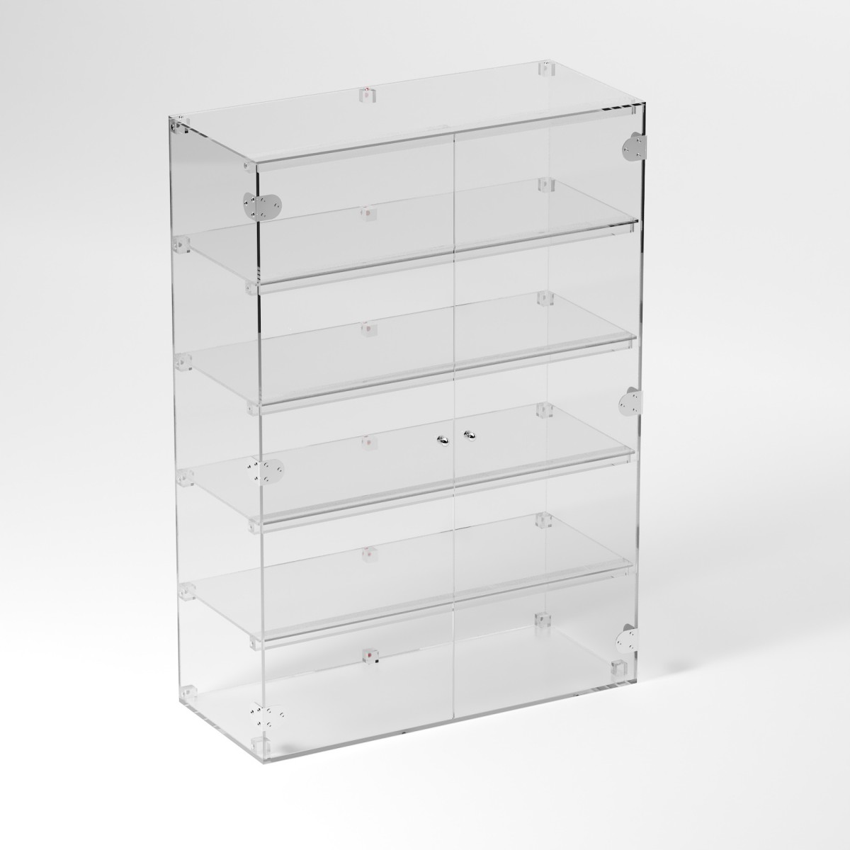 E-907 VET - Ampia vetrina espositiva in plexiglass trasparente a 5 ripiani - Misure: 70 x 30 x h100 cm