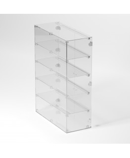 E-907 VET - Ampia vetrina espositiva in plexiglass trasparente a 5 ripiani - Misure: 70 x 30 x h100 cm