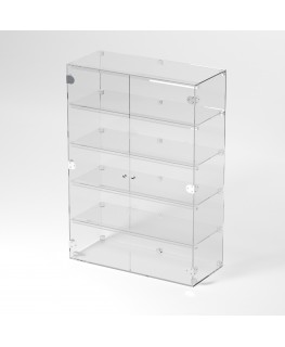 E-907 VET - Ampia vetrina espositiva in plexiglass trasparente a 5 ripiani - Misure: 70 x 30 x h100 cm