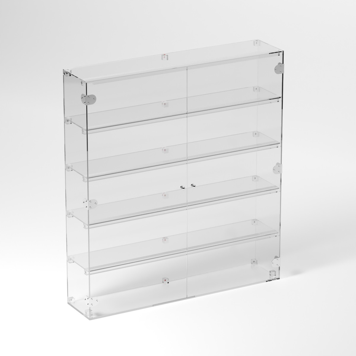 E-910 VET - Ampia vetrina espositiva in plexiglass trasparente a 5 ripiani - Misure: 90 x 20 x h100 cm