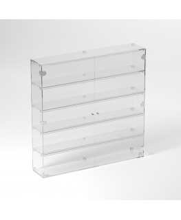 E-913 VET - Ampia vetrina espositiva in plexiglass trasparente a 5 ripiani - Misure: 100 x 20 x h100 cm
