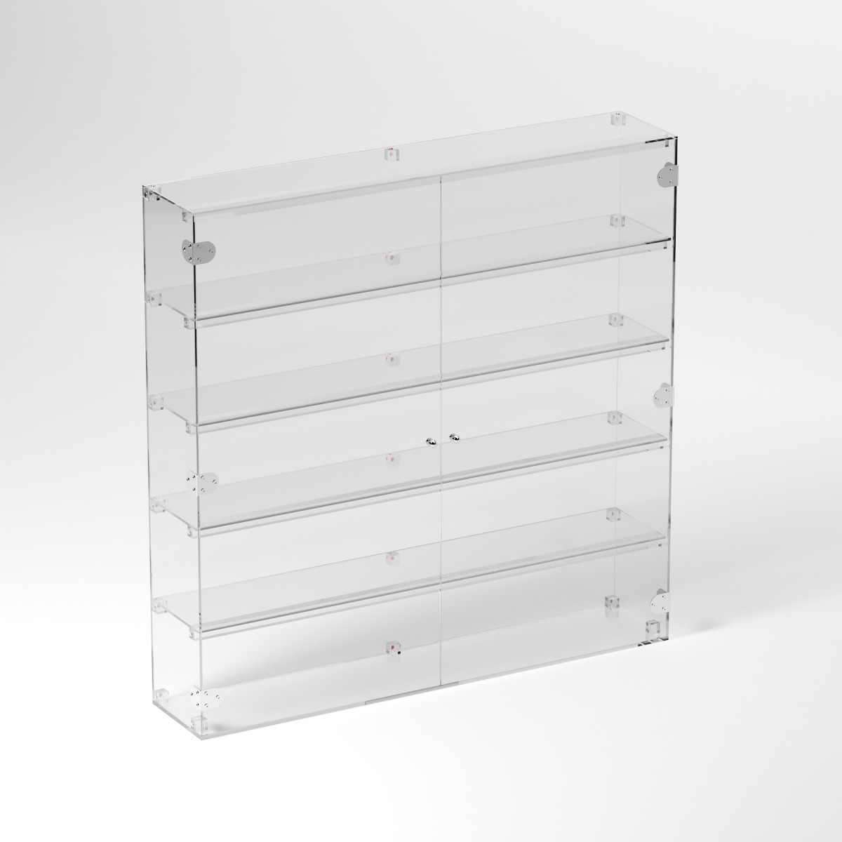 E-913 VET - Ampia vetrina espositiva in plexiglass trasparente a 5 ripiani - Misure: 100 x 20 x h100 cm
