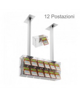 E-391 - Espositore gratta e vinci da soffitto in plexiglass trasparente munito di sportellino frontale lato rivenditore
