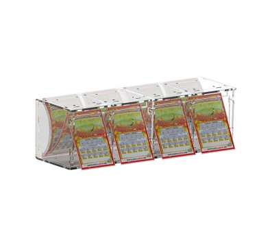 E-914 EGV-D - Espositore gratta e vinci da banco o da soffitto in plexiglass trasparente a 4 contenitori con sportellino fron...