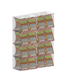 E-917 EGV-D - Espositore gratta e vinci da banco o da soffitto in plexiglass trasparente a 16 contenitori con sportellino fro...