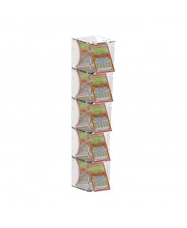 E-918 EGV-A - Espositore gratta e vinci da banco o da soffitto in plexiglass trasparente a 5 contenitori con sportellino fron...