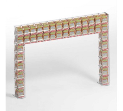 Espositore Gratta E Vinci Da Banco In Plexiglass Trasparente A 57 Contenitori Con Sportellino Frontale Lato Rivenditore Misure 180x17x H136 Cm