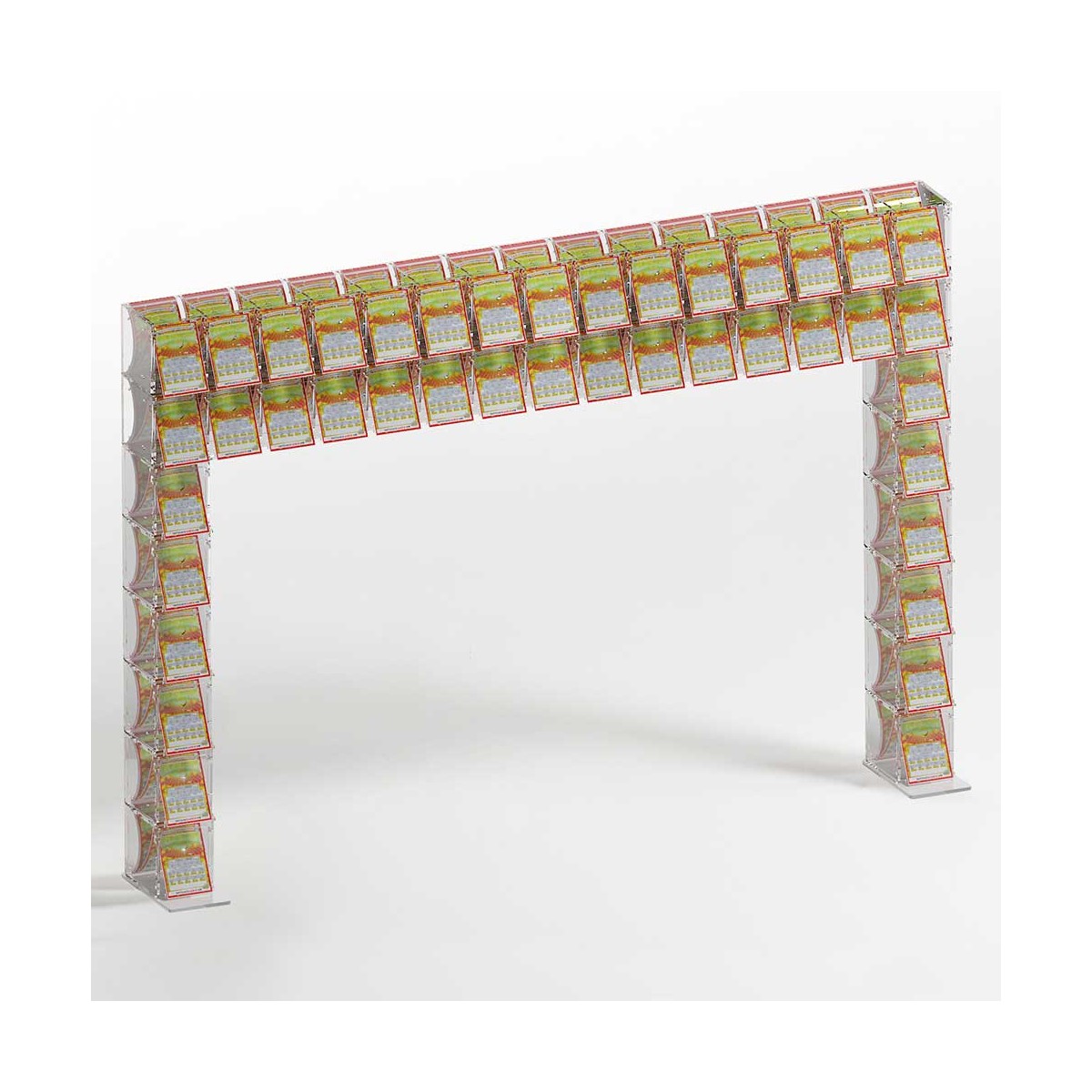 E-921 EGV-I - Espositore gratta e vinci da banco in plexiglass trasparente a 42 contenitori con sportellino frontale lato riv...