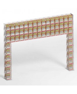 E-922 EGV-I - Espositore gratta e vinci da banco in plexiglass trasparente a 57 contenitori con sportellino frontale lato riv...