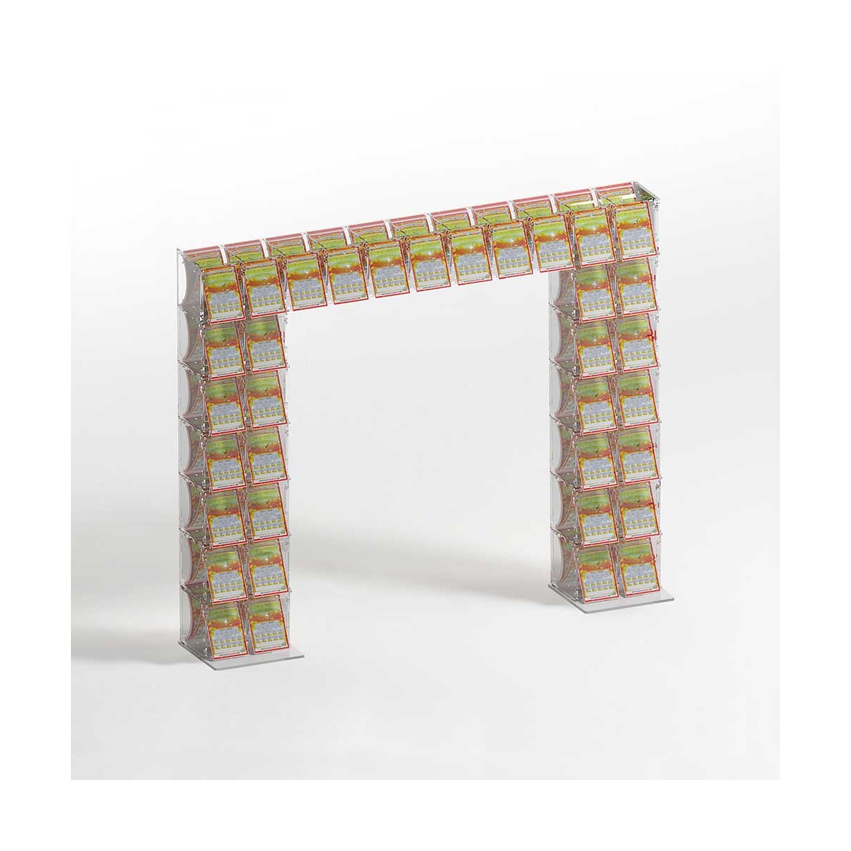 E-923 EGV-E - Espositore gratta e vinci da banco in plexiglass trasparente a 35 contenitori con sportellino frontale lato riv...