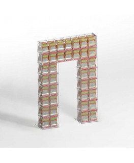 E-924 EGV-A - Espositore gratta e vinci da banco in plexiglass trasparente a 38 contenitori con sportellino frontale lato riv...