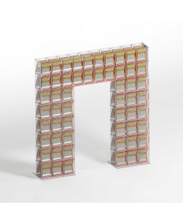E-927 EGV-D - Espositore gratta e vinci da banco in plexiglass trasparente a 56 contenitori con sportellino frontale lato riv...
