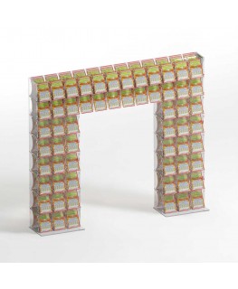 E-927 EGV-F - Espositore gratta e vinci da banco in plexiglass trasparente a 60 contenitori con sportellino frontale lato riv...