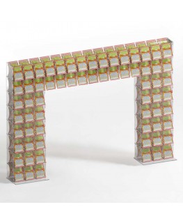 E-927 EGV-I - Espositore gratta e vinci da banco in plexiglass trasparente a 66 contenitori con sportellino frontale lato riv...