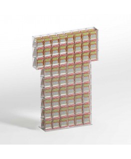 E-928 EGV-B - Espositore gratta e vinci da banco in plexiglass trasparente a 58 contenitori con sportellino frontale lato riv...