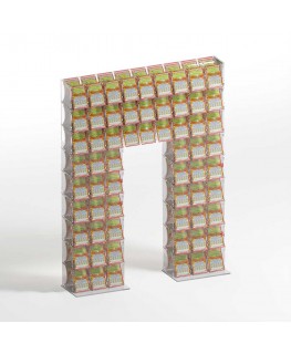 E-928 EGV-C - Espositore gratta e vinci da banco in plexiglass trasparente a 59 contenitori con sportellino frontale lato riv...