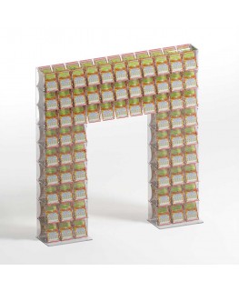 E-928 EGV-E - Espositore gratta e vinci da banco in plexiglass trasparente a 61 contenitori con sportellino frontale lato riv...