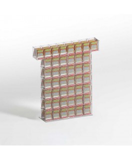 E-926 EGV-B - Espositore gratta e vinci da banco in plexiglass trasparente a 44 contenitori con sportellino frontale lato riv...