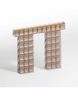 E-926 EGV-E - Espositore gratta e vinci da banco in plexiglass trasparente a 47 contenitori con sportellino frontale lato riv...