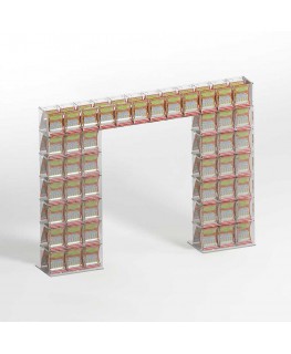 E-926 EGV-F - Espositore gratta e vinci da banco in plexiglass trasparente a 48 contenitori con sportellino frontale lato riv...
