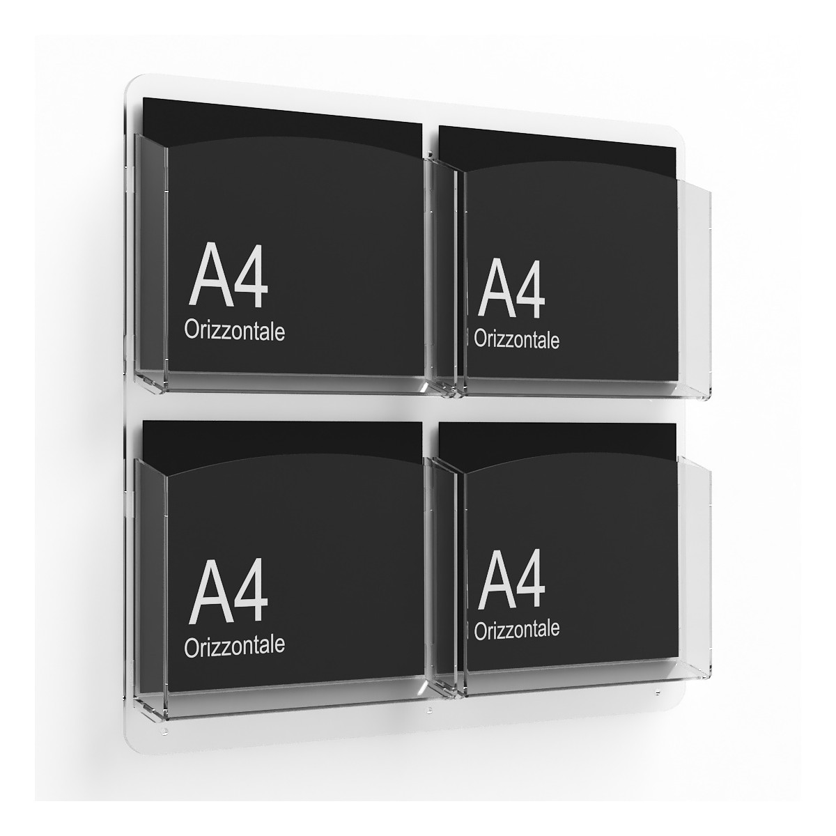 E-1181 EPD-F - Porta depliant da parete a 4 tasche Formato A4 orizzontale
