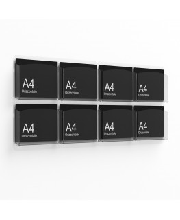 E-1181 EPD-H - Porta depliant da parete a 8 tasche Formato A4 orizzontale