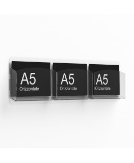 E-1182 EPD-C - Porta depliant da parete a 3 tasche Formato A5 orizzontale