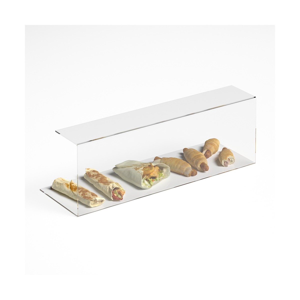 E-1185 PAR-C - Parafiato parasputi in plexiglass trasparente per alimenti - Misure: 90x30x H30 cm