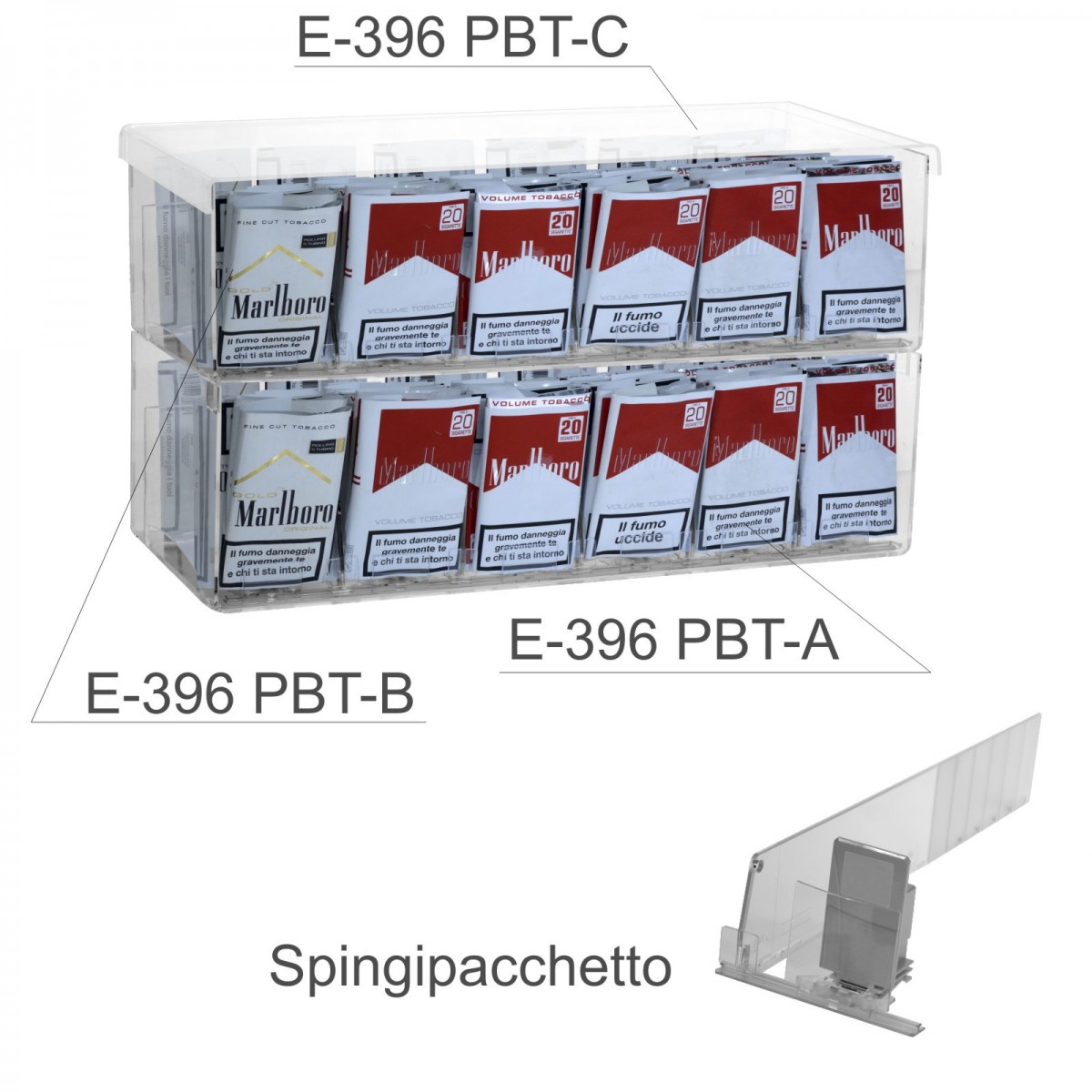 E-396 - Espositore in plexiglass trasparente da banco porta trinciato - L 50 x P 30 cm.