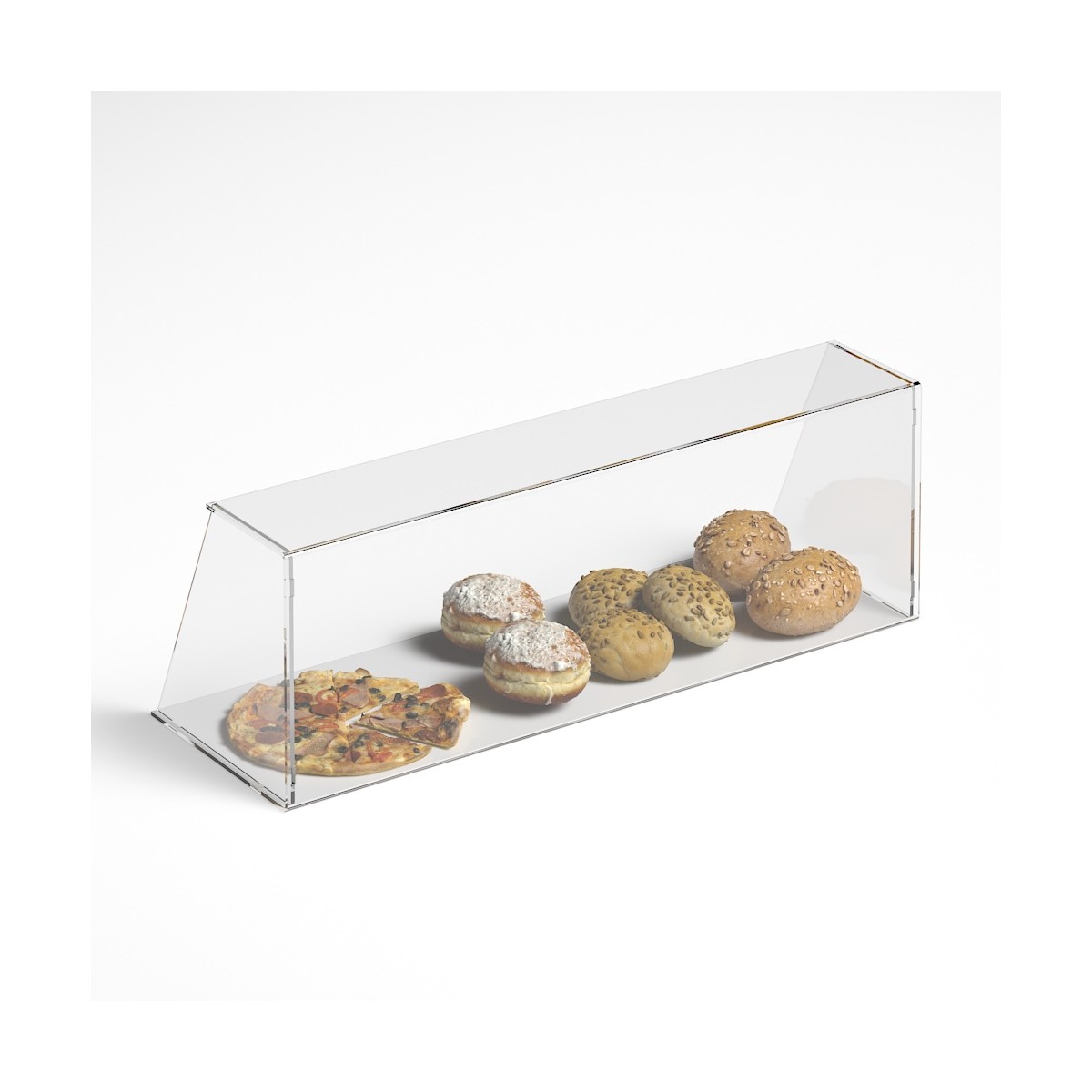 E-1189 PAR-C - Parafiato parasputi in plexiglass trasparente per alimenti con pannelli laterali - Misure: 90x30x H30 cm