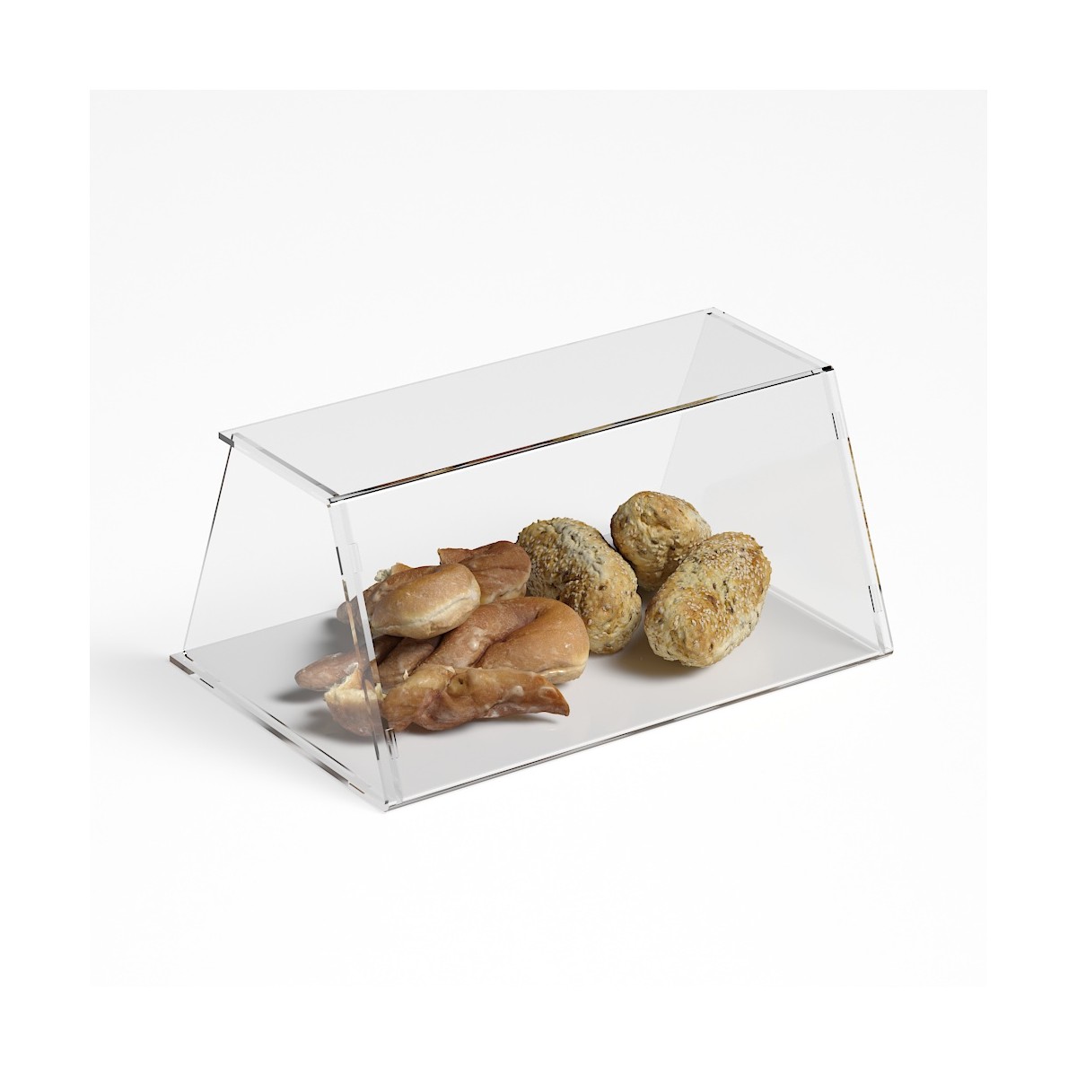 E-1192 PAR-A - Parafiato parasputi in plexiglass trasparente per alimenti con pannelli laterali - Misure: 45x31x H21 cm