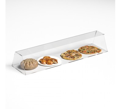 E-1192 PAR-D - Parafiato parasputi in plexiglass trasparente per alimenti con pannelli laterali - Misure: 120x31x H21 cm